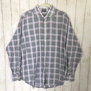 THOMAS DEAN XL Black & Red Button Down Shirt Men's Size XL K1